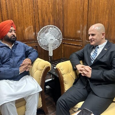 ਪੰਜਾਬ ਦੇ ਮਕਾਨ ਉਸਾਰੀ ਅਤੇ ਸ਼ਹਿਰੀ ਵਿਕਾਸ ਮੰਤਰੀ ਵੱਲੋਂ ਇਜ਼ਰਾਇਲੀ ਡਿਪਲੋਮੈਟ ਨਾਲ ਮੁਲਾਕਾਤ